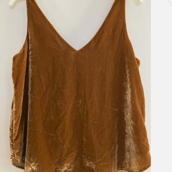 NWT Loft Gold Velvet Velour Cami Dress Tank Top Women's Medium Loose Fit Lined - Picture 5 of 5